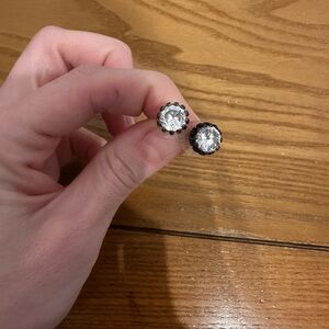 Betsy Johnson Clear Crystal Stud Earrings - Silver-Tone Setting